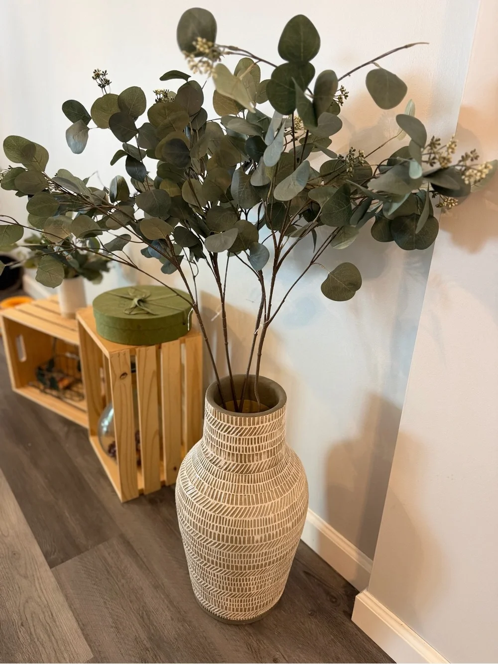 Crate and Barrel Decorative Ivy branch leaves Faux Greenery Home TWO brand new
